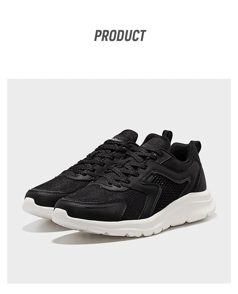 Zapatillas deportivas Xtep para hombre, de malla transpirable, para correr, para maratón de invierno, negras y blancas, zapatillas deportivas para hombre, 879119110110
