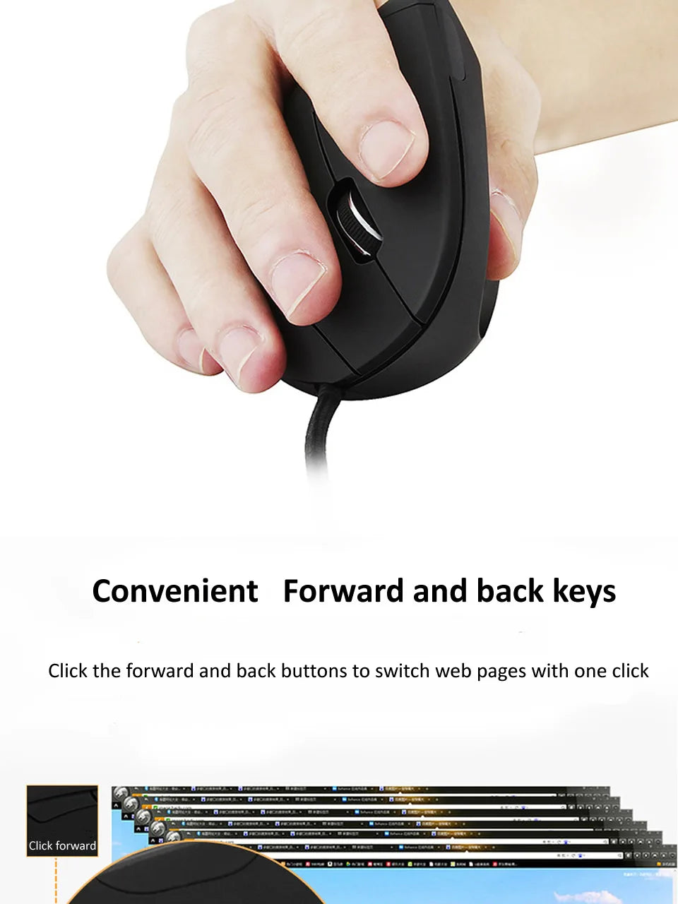 Wired Right Hand Vertical RGB Mouse Ergonomic Gaming Mouse 800 1200 1600 3200DPI USB Optical Wrist Healthy Mouse for PC Computer
