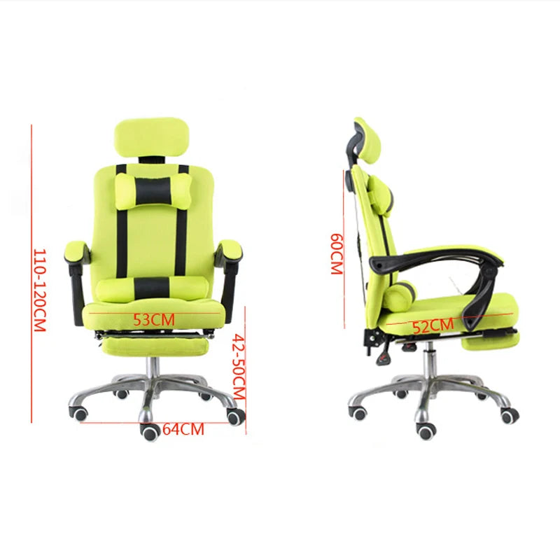Silla de ordenador para oficina en casa, silla de malla con reposapiés, reclinable para la pausa del almuerzo, giratoria, elevable, con reposacabezas BR-10