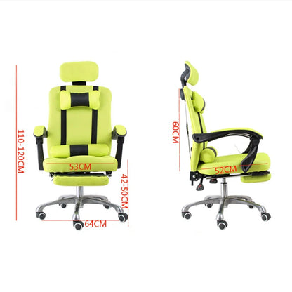 Silla de ordenador para oficina en casa, silla de malla con reposapiés, reclinable para la pausa del almuerzo, giratoria, elevable, con reposacabezas BR-10