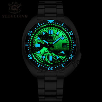 STEELDIVE SD1970J Kanagawa Turtle Full Luminous Dial Ceramic Bezel NH35 Automatic STEELDIVE Official Store Men's Dive Watch