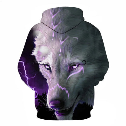 Ефектен космически Galaxy Wolf суитшърт с качулка за мъже, ярък вълк, модерен и стилен дизайн, пролетно-есенен пуловер суитшърт