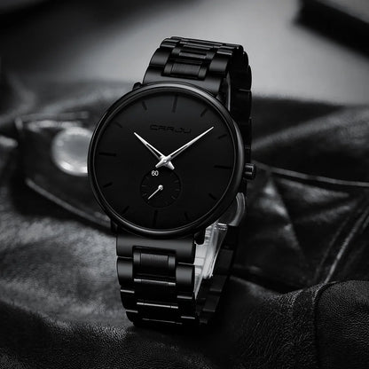 Orologio da uomo CRRJU – Orologio da polso in acciaio inossidabile, stile casual e lussuoso, impermeabile, orologio sportivo al quarzo da uomo