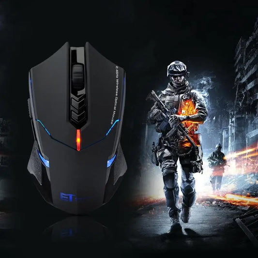 ET X-08 2000DPI nastavljiva 7-gumbna 2.4G brezžična gaming miška – profesionalna brezžična gaming miška za igralce, tiha LED miška za PC