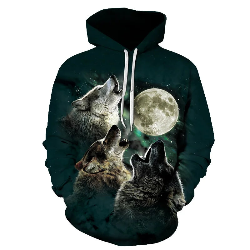 Ефектен космически Galaxy Wolf суитшърт с качулка за мъже, ярък вълк, модерен и стилен дизайн, пролетно-есенен пуловер суитшърт