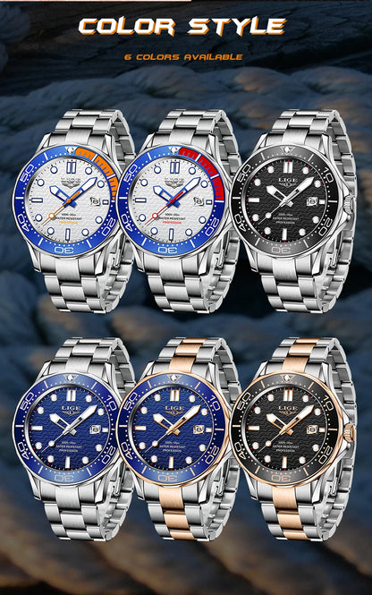 2025 LIGE New Waterproof Watch Men Top Brand Luxury Stainless Steel Men Watch Fashion Casual Sport Men Quartz Date Wristwatches