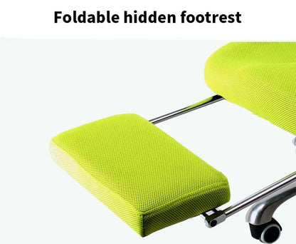 Silla de ordenador para oficina en casa, silla de malla con reposapiés, reclinable para la pausa del almuerzo, giratoria, elevable, con reposacabezas BR-10