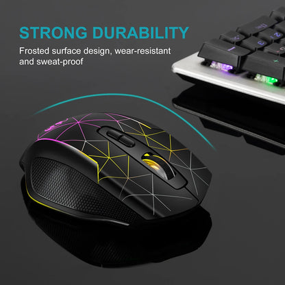 2.4G Rechargeable Wireless Mouse, Gamer Gaming Mouse, Computer Mouse, USB Ergonomic Mouse with Backlight RGB Mice for Laptop PC