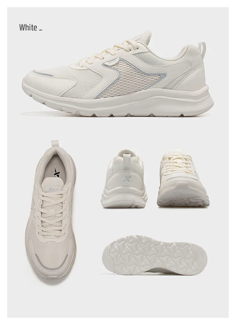Zapatillas deportivas Xtep para hombre, de malla transpirable, para correr, para maratón de invierno, negras y blancas, zapatillas deportivas para hombre, 879119110110
