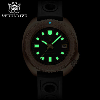 STEELDIVE Men Bronze Dive Watch 200M Water Resistant Ceramic Bronze Bezel Automatic Movement Wristwatch
