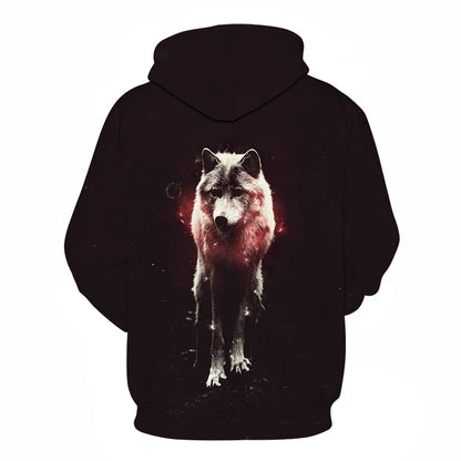 Ефектен космически Galaxy Wolf суитшърт с качулка за мъже, ярък вълк, модерен и стилен дизайн, пролетно-есенен пуловер суитшърт