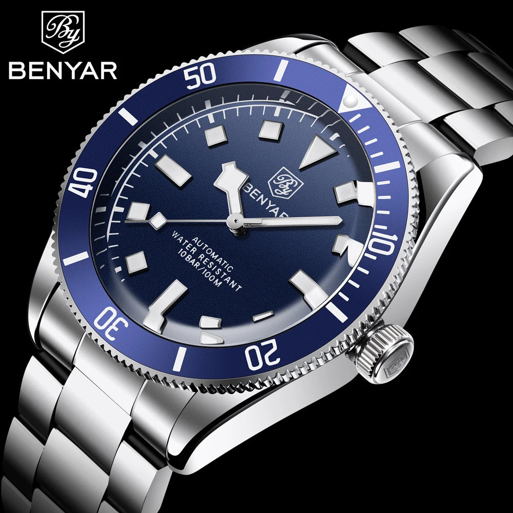 BENYAR Men's Watches Mechanical Automatic Watch BB58 Sport Watch For Men 2026 Stainless Steel Waterproof Business Luminous Clock