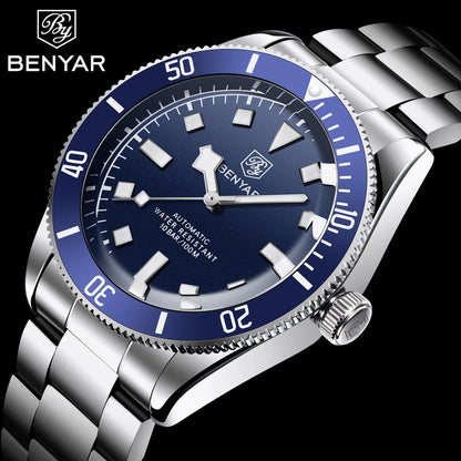 BENYAR Men's Watches Mechanical Automatic Watch BB58 Sport Watch For Men 2026 Stainless Steel Waterproof Business Luminous Clock
