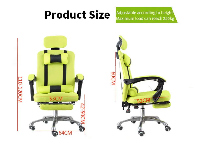 Silla de ordenador para oficina en casa, silla de malla con reposapiés, reclinable para la pausa del almuerzo, giratoria, elevable, con reposacabezas BR-10