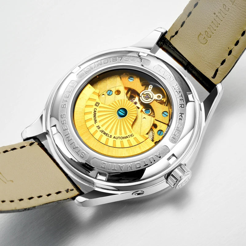 CARNIVAL New Dual Time Zone Watches for Men Automatic Multifunction Men Mechanical Wristwatches Sapphire Calendar Watch for Men