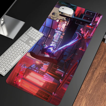 Alfombrilla de ratón gaming anime XXL, alfombrilla grande para ratón con chica, para teclado, ordenador y PC, alfombrilla de escritorio con borde para jugadores de Overwatch/cs Go