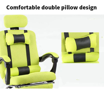 Silla de ordenador para oficina en casa, silla de malla con reposapiés, reclinable para la pausa del almuerzo, giratoria, elevable, con reposacabezas BR-10
