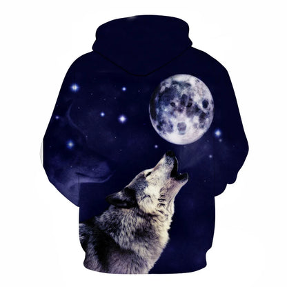 Ефектен космически Galaxy Wolf суитшърт с качулка за мъже, ярък вълк, модерен и стилен дизайн, пролетно-есенен пуловер суитшърт