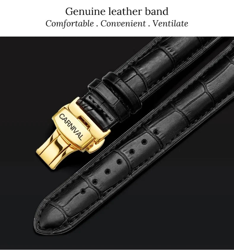 CARNIVAL New Dual Time Zone Watches for Men Automatic Multifunction Men Mechanical Wristwatches Sapphire Calendar Watch for Men