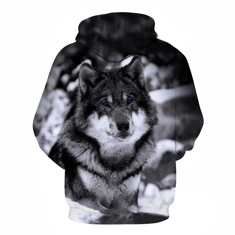 Ефектен космически Galaxy Wolf суитшърт с качулка за мъже, ярък вълк, модерен и стилен дизайн, пролетно-есенен пуловер суитшърт