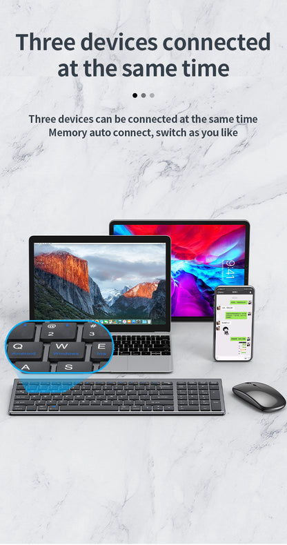 Kabellose Tastatur Bluetooth 5.0&3.0&2.4G FN+1/2/3 Dual-Mode 350mAh ultradünne Tastaturen für Laptop, PC, TV, iPad, Macbook und Android