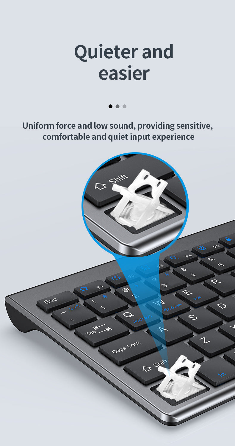 Kabellose Tastatur Bluetooth 5.0&3.0&2.4G FN+1/2/3 Dual-Mode 350mAh ultradünne Tastaturen für Laptop, PC, TV, iPad, Macbook und Android