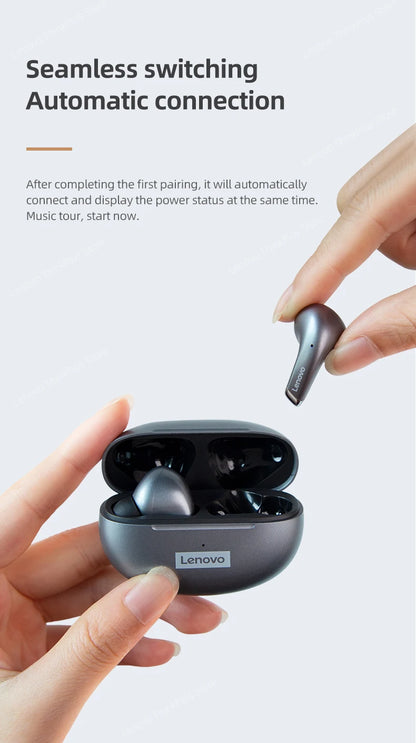 Lenovo LP5 TWS Wireless Bluetooth Earphones with Mic, Lenovo LP5 Gaming Earbuds Bluetooth 5.3 Headphones, Noise Cancelling Sports Earbuds with HD Calls & Charging Case