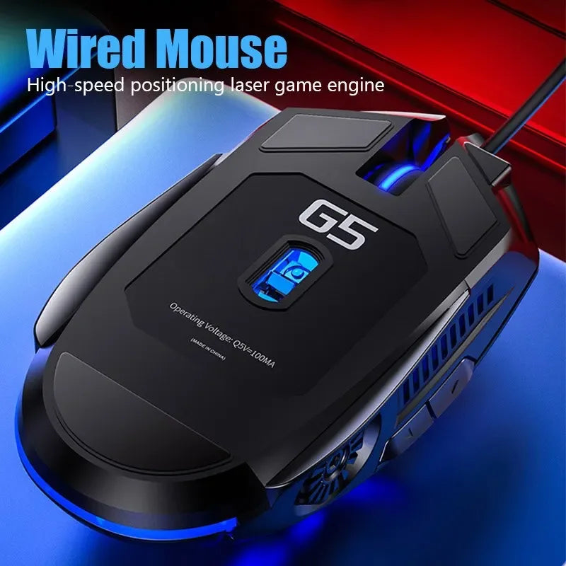 G5 Mute Wired Mouse Six Keys Luminous Game E-Sports Machinery Computer Accessories Gaming Mouse for Laptop Desktop