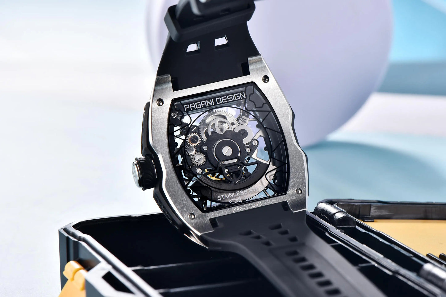 NEW PAGANI DESIGN PDYS018 Automatic Mechanical Wristwatch Fashion Casual Skeleton Sapphire Stainless Steel Watch for Men
