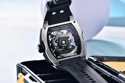NEW PAGANI DESIGN PDYS018 Automatic Mechanical Wristwatch Fashion Casual Skeleton Sapphire Stainless Steel Watch for Men