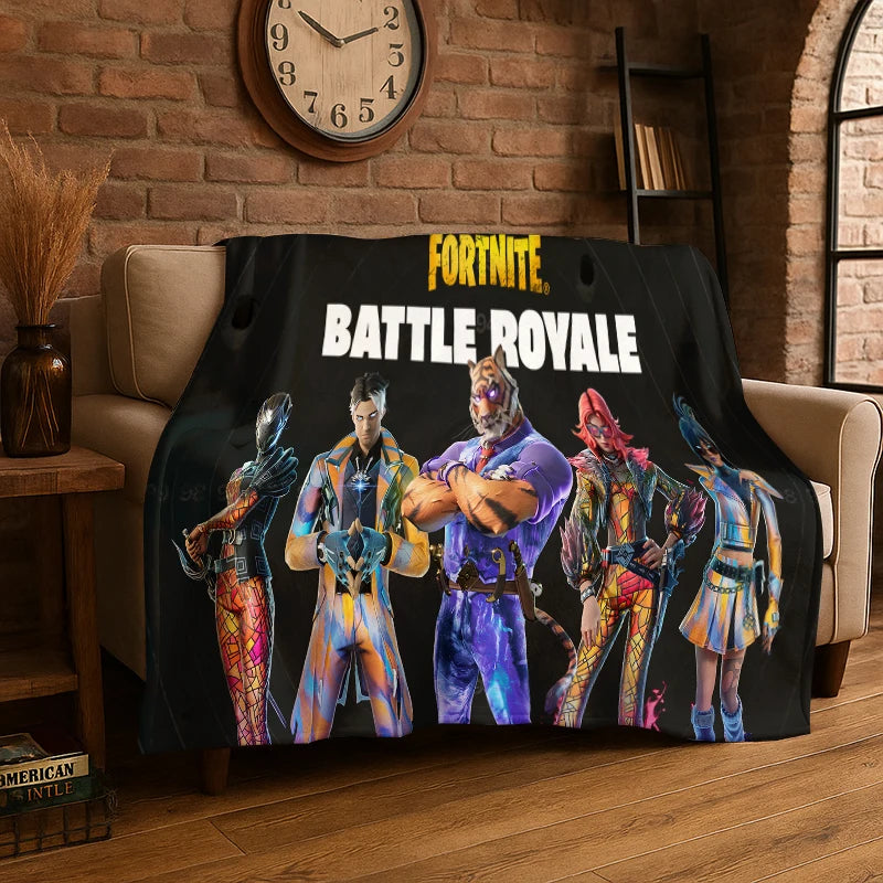 Cartoon F-Fortnite Game Gamer flanellen deken, zachte warme plaiddeken voor slaapkamer, woonkamer, bed, reizen, kamperen, picknick en als cadeau