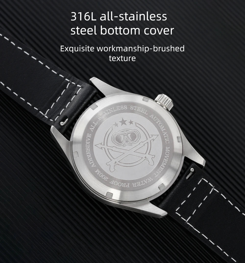 ADDIESDIVE Watches For Men C3 Super Luminous 200m Waterproof  Japan 8215 316L Stainless Reloj Hombre Automatic Mechanical Watch