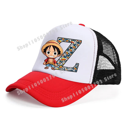 One Pieces Baseball Cap Cute Cartoon Anime Luffy Letters Casual Hats Men Adult Adjustable Sun Caps Boy Headgear Kids Hat Gift