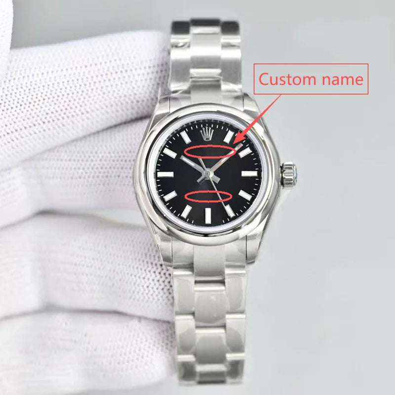 Customized 1:1 small 28mm size women's mini watch luxury brand business gold stainless steel ladies fashion mechanical watch