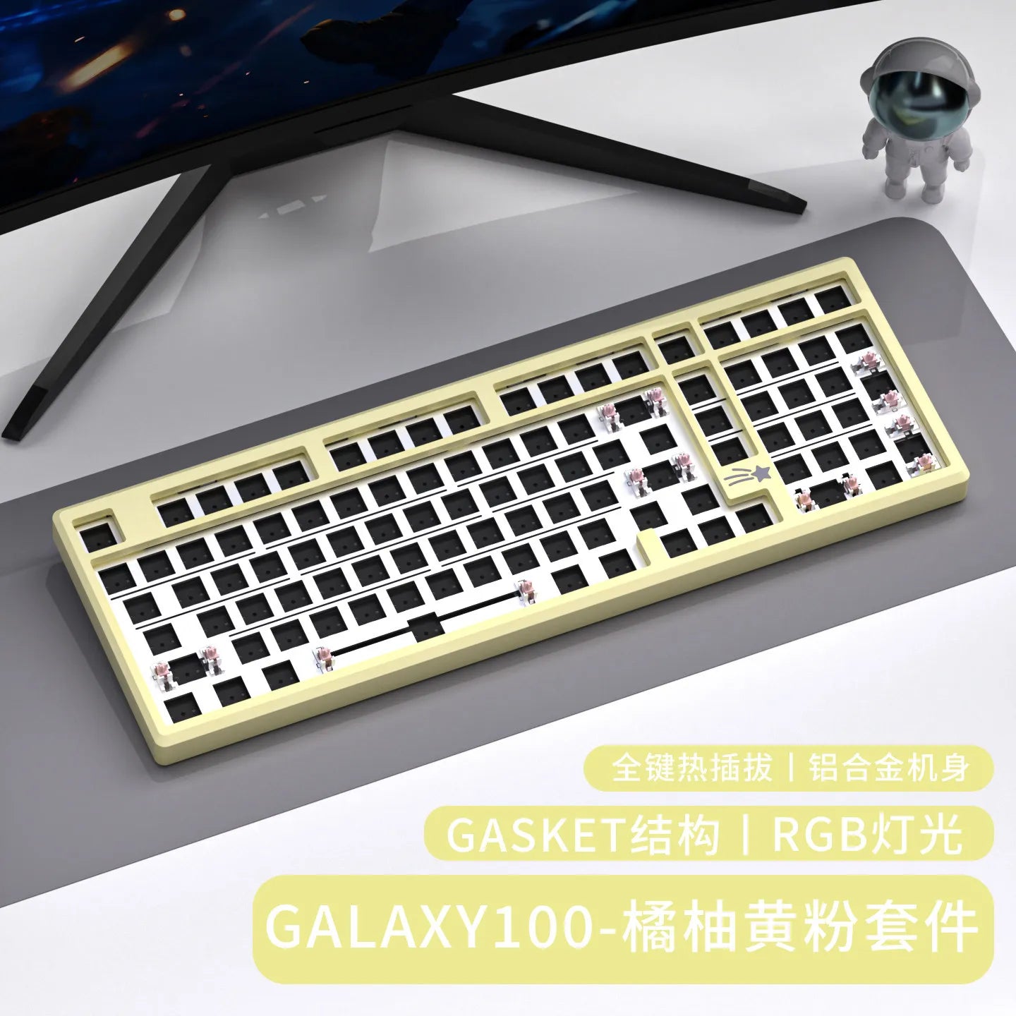 VTER Galaxy100 Full Aluminum Mechanical Keyboard Tri-mode Bluetooth 2.4G Gasket Mount Hot-Swap RGB Gaming Keyboard for PC Mac