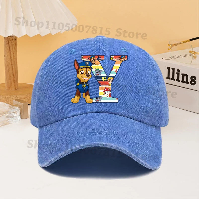 Paw Patrol Fashion Baseball Cap for Men Women Cartoon Letter A-Z Printed Peaked Caps Male Female Summer Hip Hop Sunshade Hat