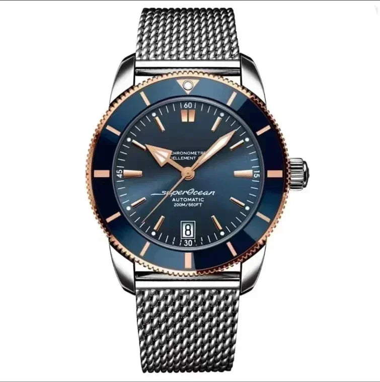High luxury Superocean Wristwatch Automatic Mechanical Rose Gold Sport Watches Stainless Steel Black Ceramic Bezel Customized