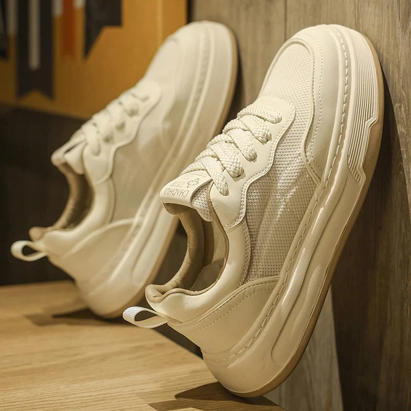 Men's Ultralight Breathable Mesh Sneakers 2025 Fashion Thick Sole Casual Shoes Comfortable Lace-up Trainers for Daily Walking