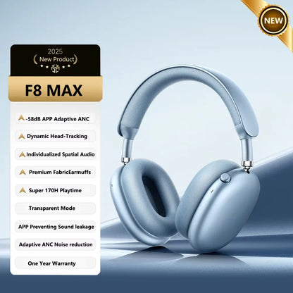 Picun F8 Pro ANC Kabellose Kopfhörer mit Head Tracking, 3D Spatial Audio, -52dB ANC, HIFI Bluetooth-Headset, ENC HD-Mikrofon, niedriger Latenz und App