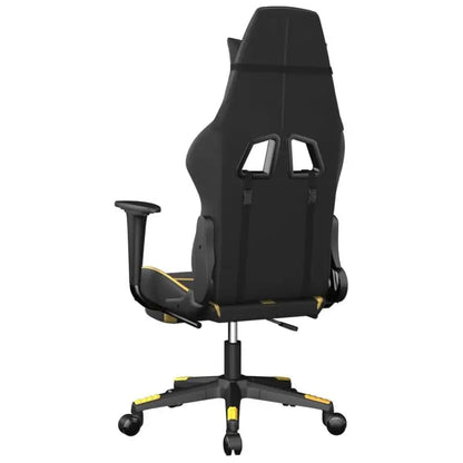 Gaming Chair with Footrest Black & Gold, Reclining Ergonomic Gaming Chair, 360° Swivel Leather Gaming Chair with Adjustable Height and Footrest