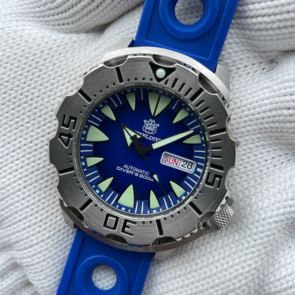 STEELDIVE SD1984 Monster Steel Strap Mechanical Watch NH36 Movt Sapphire Crystal 200M Waterproof Swiss Super Luminous Wristwatch