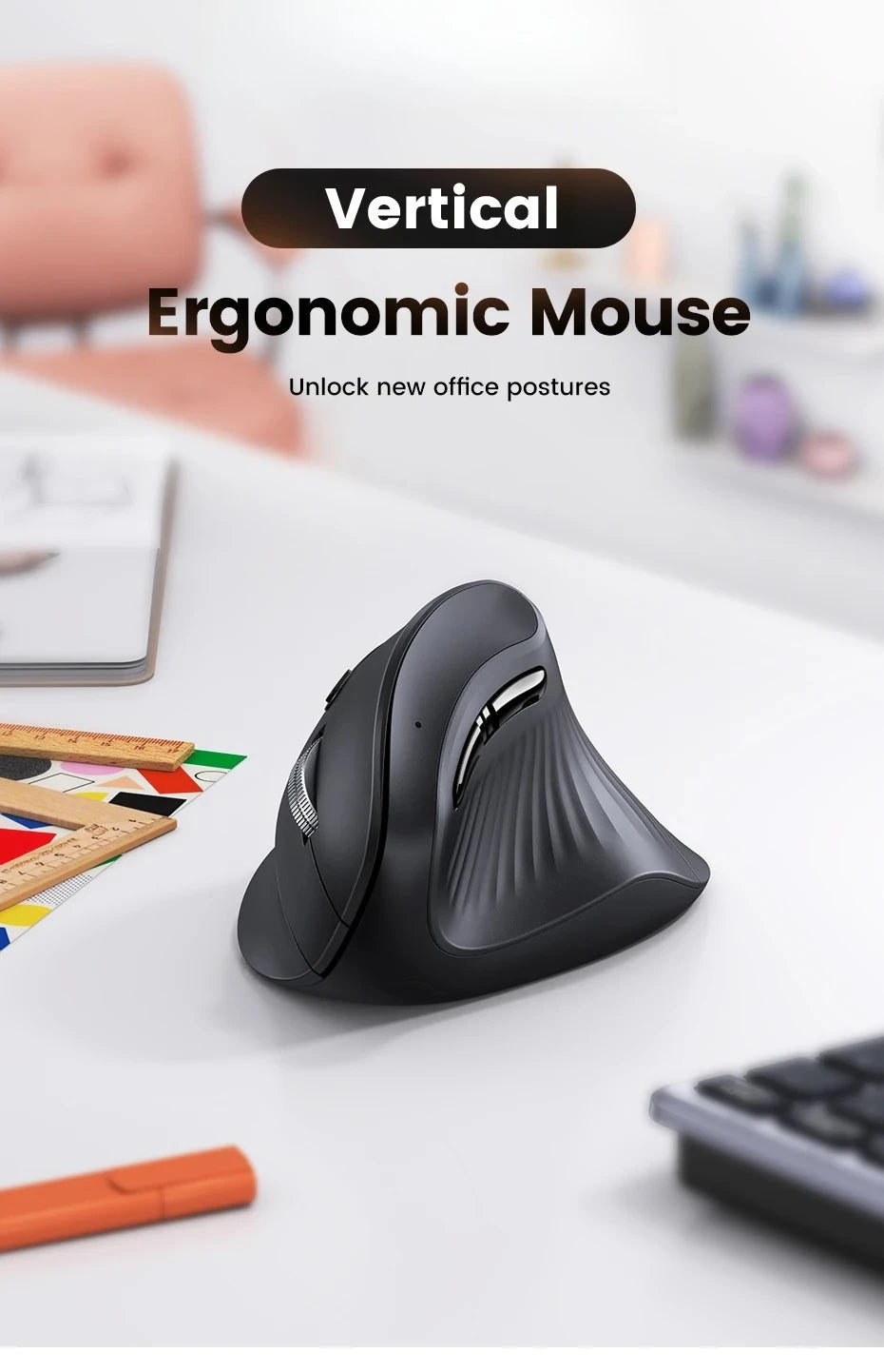 Mouse Wireless Bluetooth5.0 2.4G Ergonomic 4000DPI 6 Mute Buttons for MacBook Tablet Laptops Computer PC Mice