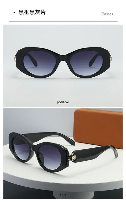 2026 New Oval-Shaped Sunglasses with a European and American Style, Featuring a Unique Metal Snake Head Design, Cross-Border Fashion Versatile Sunglasses for Women with a High-End Feel