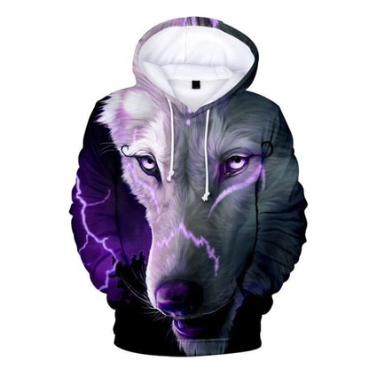 Cool Space Galaxy Wolf Hoodie Hoodies Men Bright Wolf Fashion Handsome Wolf Hoddies Spring Autumn Pullovers Sweatshirts Sweat