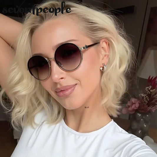 Oversized Round Sunglasses Women 2026 Luxury Brand Classic Punk Driving Sun Glasses For Ladies Vintage Metal Frame Shades UV400