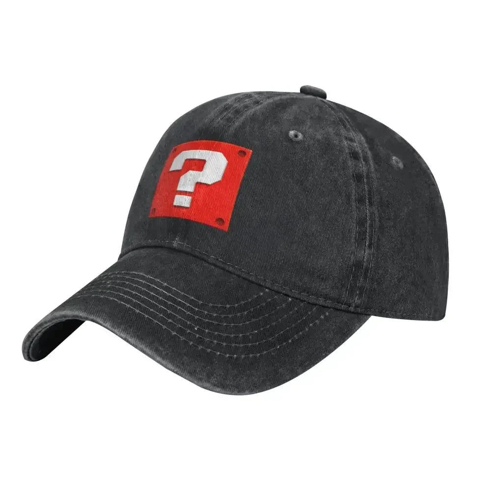 Custom Fashion Cartoom Game Question Block Baseball Cap Women Men Adjustable Unisex Cotton Dad Hat Performance Snapback Caps
