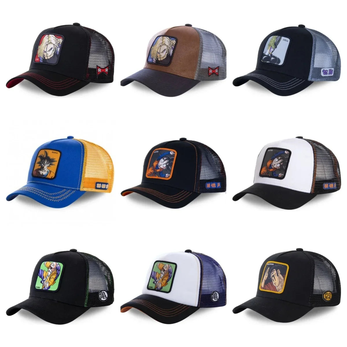 Son Goku Cap Baseball Cap Summer Travel Peaked Cap Men's Embroidery Hip-Hop Sun Visor Adjustable Trucker Mesh Cap