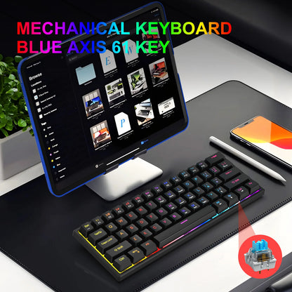 61 Keys Mini Mechanical Keyboard K61 RGB 60% Portable Wired Ergonomic Esports Gaming Keyboard for Computer Laptop Gamer Office