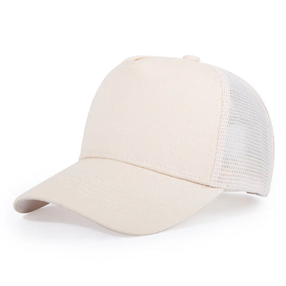 New 5 Pane Mesh Baseball Cap Adult Hip Hop Curved Snapback Hats Summer Sunshade Sun Hat Simple Trucker Cap Advertising