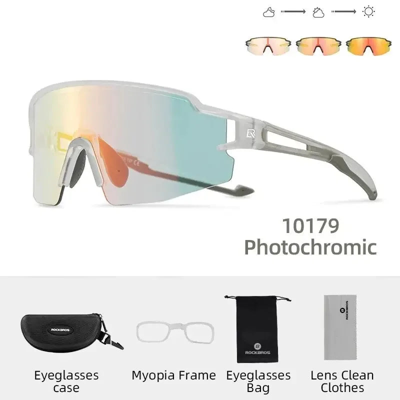 ROCKBROS Cycling Glasses Photochromic Glasses Bicycle Glasses Eyewear Goggles Windproof Bicycle Outdoor Sports Sunglasses